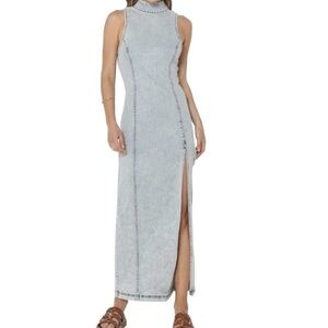 Madison The Label Denim Maxi Dress Y2K High Slit Sleeveless Size Large